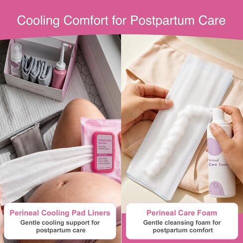 Postpartum Essentials Kit, Postpartum Recovery Set with Peri Bottle, Ice Pads, Perineal Care Foam, Cooling Pad Liners, Disposable Underwear, Labor Socks & Massage Roller,Labor Delivery Gift for Women in Saudi Arabia