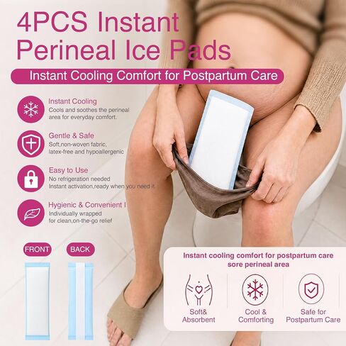 Postpartum Essentials Kit, Postpartum Recovery Set with Peri Bottle, Ice Pads, Perineal Care Foam, Cooling Pad Liners, Disposable Underwear, Labor Socks & Massage Roller,Labor Delivery Gift for Women in Saudi Arabia