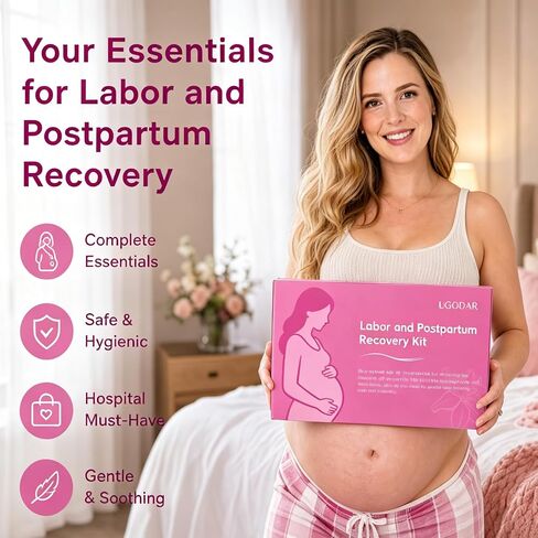 Postpartum Essentials Kit, Postpartum Recovery Set with Peri Bottle, Ice Pads, Perineal Care Foam, Cooling Pad Liners, Disposable Underwear, Labor Socks & Massage Roller,Labor Delivery Gift for Women in Saudi Arabia