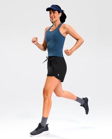 SANTINY Women's 5'' Running Shorts with 2 Zipper Pockets Lightweight Quick Dry Gym Workout Athletic Shorts for Women in Kuwait