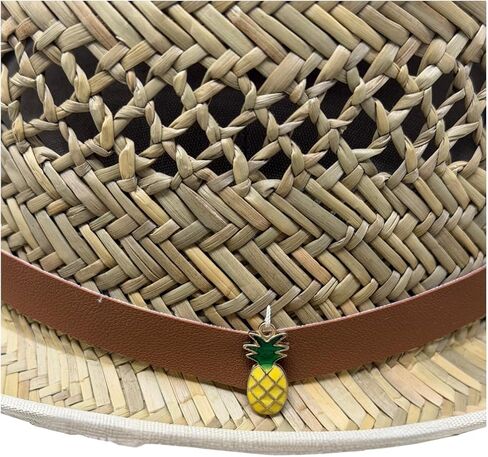 Rush Straw Pork Pie Hat for Men & Women(Hand Made) – Boater Derby Fedora Sun Hat with Upturn Brim, Brown Leather Band & Pineapple Accent – One Size Fits Most. in Saudi Arabia