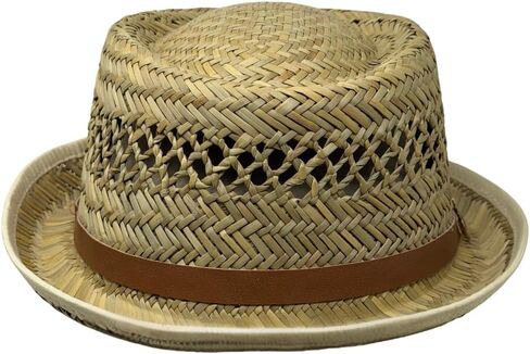 Rush Straw Pork Pie Hat for Men & Women(Hand Made) – Boater Derby Fedora Sun Hat with Upturn Brim, Brown Leather Band & Pineapple Accent – One Size Fits Most. in Saudi Arabia