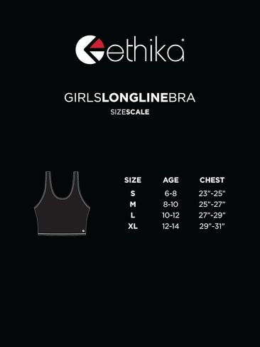 Ethika Girl's Long Line Bra Stretch with Moisture Wicking for Active Play in Kuwait