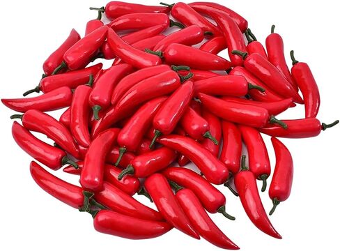 GSHLLO 100 قطعة من الفلفل الحار الاصطناعي الفلفل الأحمر المزيف محاكاة الفلفل الحار الخضروات الاصطناعية الفلفل الحار زخرفة للمطبخ المنزلي in Kuwait