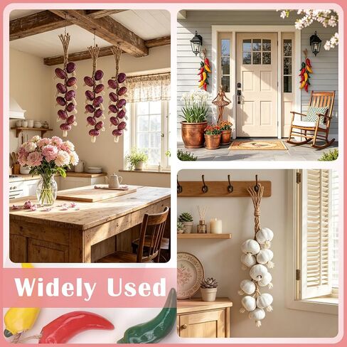 Folmywy Artificial Ceramics Pepper Decorative Hanging Fake Peppers String Green Yellow Red Realistic Chili Vegetable Decoration for Kitchen Farmhouse Home Pendant Wall Cabinet Decor in Saudi Arabia