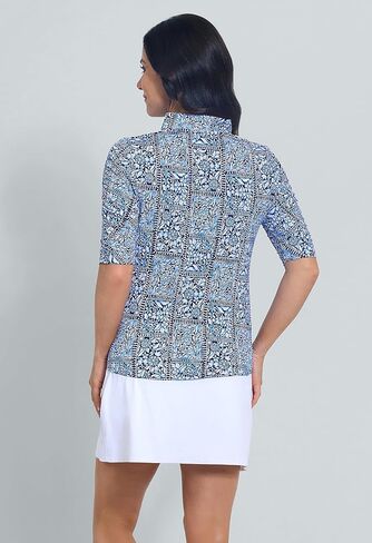 IBKUL Athleisure Wear واقي من الشمس UPF 50+ Icefil Cooling Josie طباعة Ruched الكوع الأكمام اليوسفي طوق الأعلى - 41113 in Kuwait