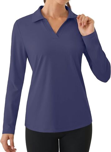 Women's Long Sleeve Shirts UPF 50+ Sun Shirts Quick Dry Golf Polo V Neck Tennis Hiking Athletic Tops S-XXL in Kuwait