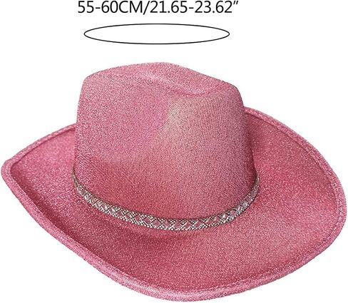 Wedding Party Cowgirl Hat with Rhinestone Fringe Brim Bridal Western Shinning Fedoras Sunproof Hats for Bachelorette in Saudi Arabia