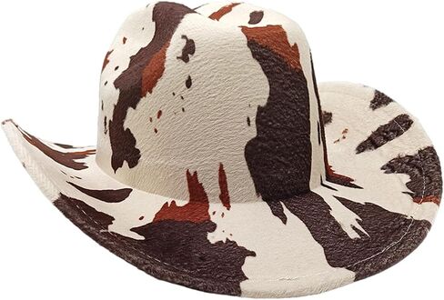 Roll Trim Animal Pattern Cowgirls Hat Animal Pattern Wide Brims Fedoras for Fashion Enthusiasts and Roleplay Game Cowgirls in Saudi Arabia