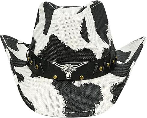 Travel Sun Hat Circus Show Winter Cow Pattern Fedoras with Sweat Absorbent for Casual Daily Wear Wide Border in Saudi Arabia