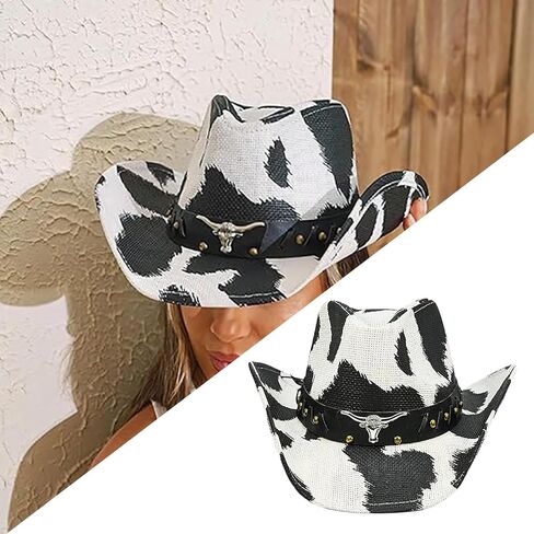 Travel Sun Hat Circus Show Winter Cow Pattern Fedoras with Sweat Absorbent for Casual Daily Wear Wide Border in Saudi Arabia