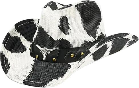 Travel Sun Hat Circus Show Winter Cow Pattern Fedoras with Sweat Absorbent for Casual Daily Wear Wide Border in Saudi Arabia