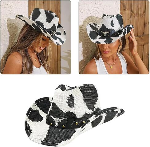 Travel Sun Hat Circus Show Winter Cow Pattern Fedoras with Sweat Absorbent for Casual Daily Wear Wide Border in Saudi Arabia