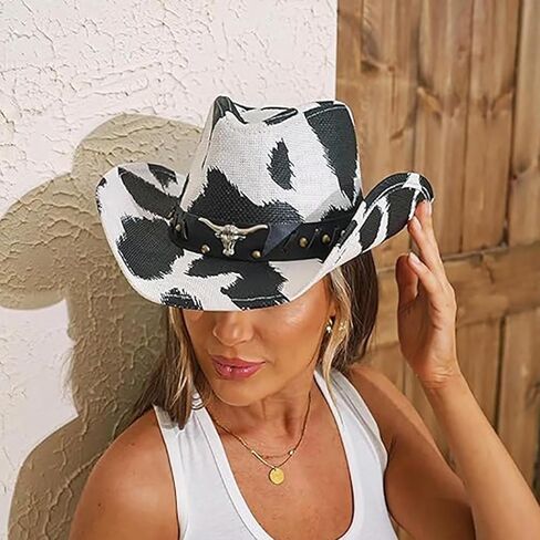 Travel Sun Hat Circus Show Winter Cow Pattern Fedoras with Sweat Absorbent for Casual Daily Wear Wide Border in Saudi Arabia