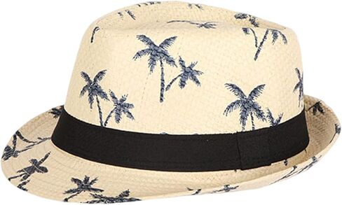 Straw Beach Hat Fedora Panama Printed Sunhat Panama Fedora Beach in Saudi Arabia