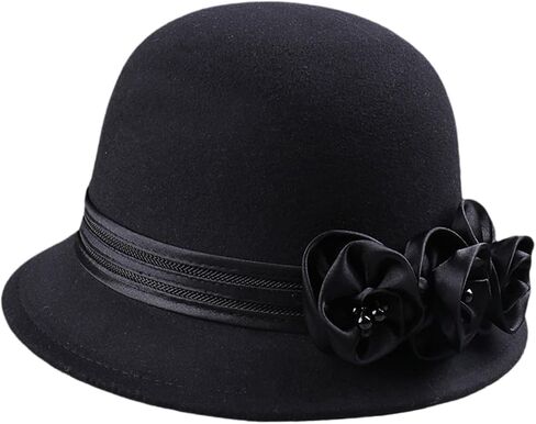 Bowler Hat TeaParty Cloche Hat Music Festival Fedoras Caps Lady 1920s Headdress Warm Wool Caps in Saudi Arabia