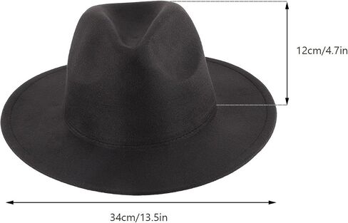 Baluue Men’s Wide Brim Fedora Hat Black Felt Jazz Cap Classic British Style Party Dress Hat for Fashionable Men in Kuwait