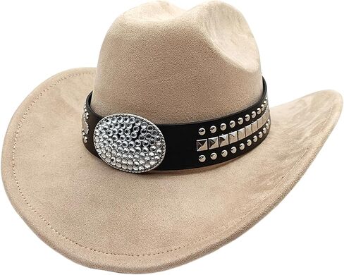 Lily Brown Punk Fedora Hat with Metal Studs for Unisex Music Festival Party Essential Sueded Fedoras Cap in Saudi Arabia