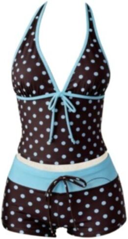 Y2k Vintage 2 Pieces Bikini Set Coquette Halter Tankini Top with Shorts Whimsy Polka Dot Beach Swimsuit Vacation Outfit in Saudi Arabia