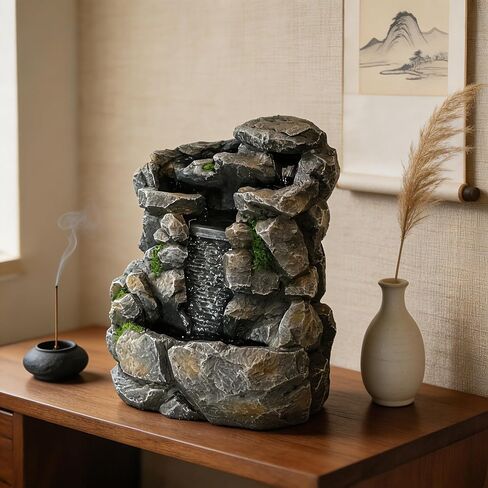 Waterfall Fountain Indoor Water Fall Theme Tabletop Zen Fountain for Home Decor Desk Fountain for Relaxation Meditation(Waterfall) in Saudi Arabia