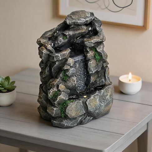 Waterfall Fountain Indoor Water Fall Theme Tabletop Zen Fountain for Home Decor Desk Fountain for Relaxation Meditation(Waterfall) in Saudi Arabia