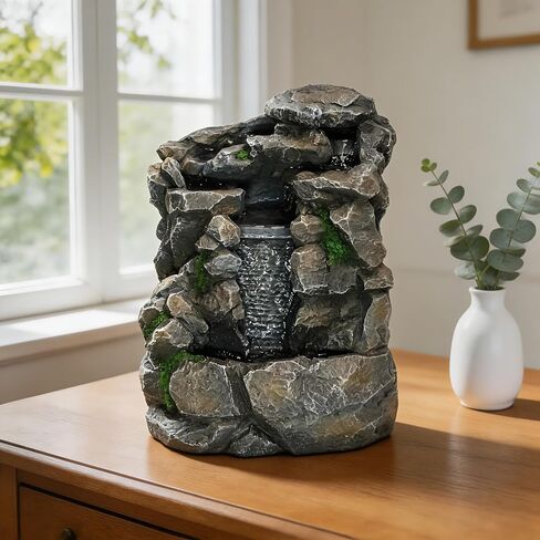 Waterfall Fountain Indoor Water Fall Theme Tabletop Zen Fountain for Home Decor Desk Fountain for Relaxation Meditation(Waterfall) in Saudi Arabia