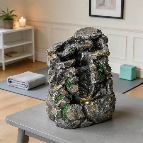 Waterfall Fountain Indoor Water Fall Theme Tabletop Zen Fountain for Home Decor Desk Fountain for Relaxation Meditation(Waterfall) in Saudi Arabia