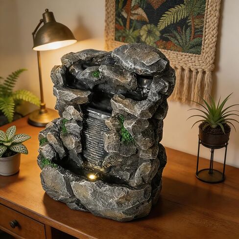Waterfall Fountain Indoor Water Fall Theme Tabletop Zen Fountain for Home Decor Desk Fountain for Relaxation Meditation(Waterfall) in Saudi Arabia