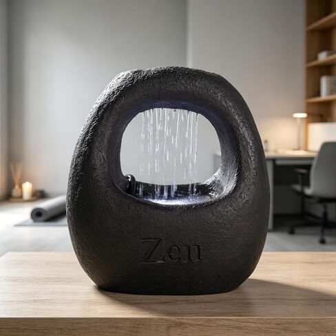Zen Waterfall Fountain Indoor – Small Indoor Water Fountains with Relaxing Waterfall Feature, Decorative Water Fall Fountain for Home & Office in Kuwait