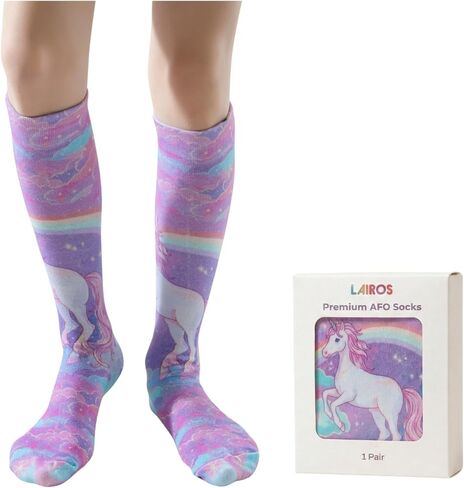 Lairos AFO Socks for Kids - 90% Cotton, Highly Stretchy, No Threads Inside, Solid Colors & Prints in Kuwait
