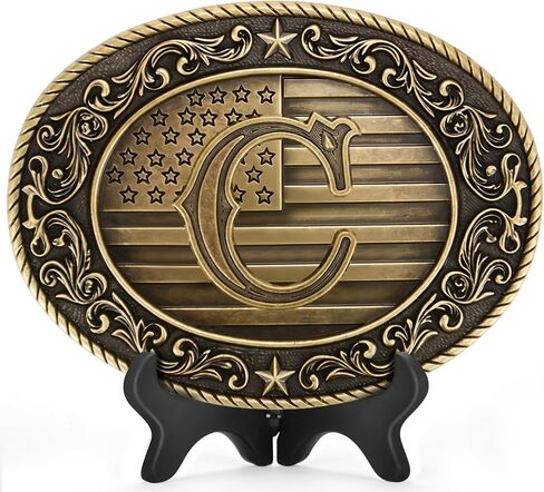 Superkred Western Belt Buckle for Men, Cowboy Initial Accessory for Women,Letters ABCDJMR to Z(Bronze) in Saudi Arabia