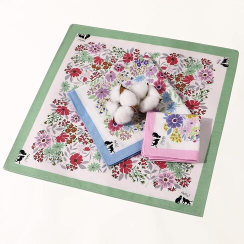 Handkerchiefs for Women, 12Pcs Soft Cotton Printed Women's Handkerchiefs Ladies' Vintage Floral Printing Hankies 13.78" in Saudi Arabia