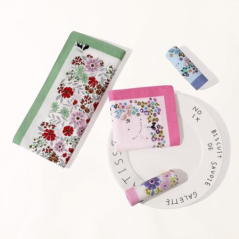 Handkerchiefs for Women, 12Pcs Soft Cotton Printed Women's Handkerchiefs Ladies' Vintage Floral Printing Hankies 13.78" in Saudi Arabia