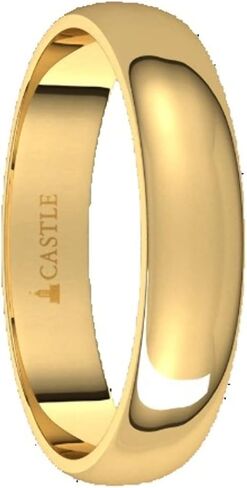 Lightweight Gold Mens Womens Wedding Band Solid 10K/14K/18K Rose/White/Yellow Gold Half Round Light Ring 4mm Wide in Kuwait