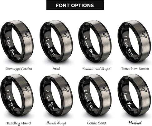 Gift for Nature Fan - Moose Ring - Black Gunmetal Silver Yellow Gold - Band - Men Women - 8mm - Tungsten - Brushed Polished - Anniversary Wedding - Personalized Custom Engraving - Flat Dome Bevel in Kuwait