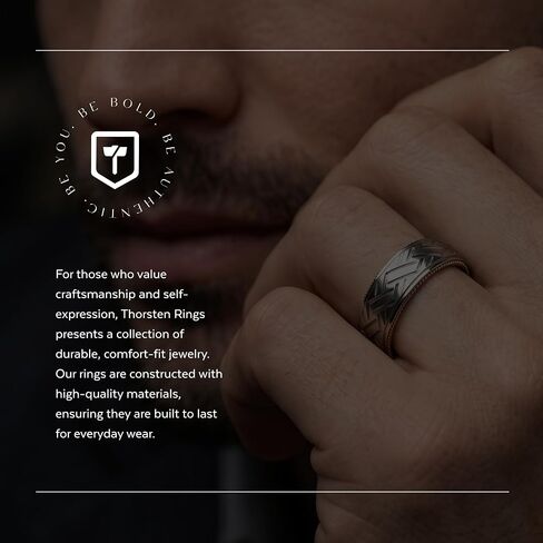 Thorsten SATURN Woven Pattern Domed Titanium Men's Wedding Ring With Yellow Gold Braided Edges - 8mm in Kuwait