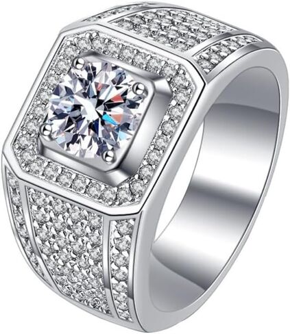 Men's 14K White Gold Wedding Band, Elegant 2Ct Round-Cut Diamond, VVS1 Clarity D Color, Distinguished Gift Symbolizing Love and Commitment in Kuwait