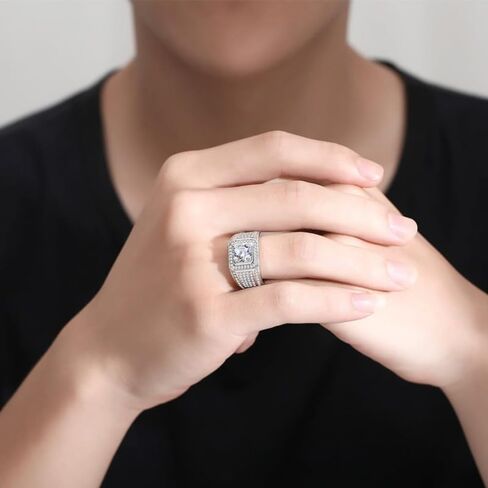 Men's 14K White Gold Wedding Band, Elegant 2Ct Round-Cut Diamond, VVS1 Clarity D Color, Distinguished Gift Symbolizing Love and Commitment in Kuwait