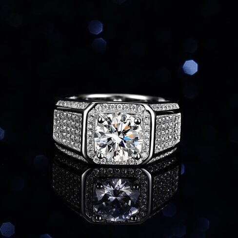 Men's 14K White Gold Wedding Band, Elegant 2Ct Round-Cut Diamond, VVS1 Clarity D Color, Distinguished Gift Symbolizing Love and Commitment in Kuwait