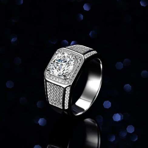 Men's 14K White Gold Wedding Band, Elegant 2Ct Round-Cut Diamond, VVS1 Clarity D Color, Distinguished Gift Symbolizing Love and Commitment in Kuwait