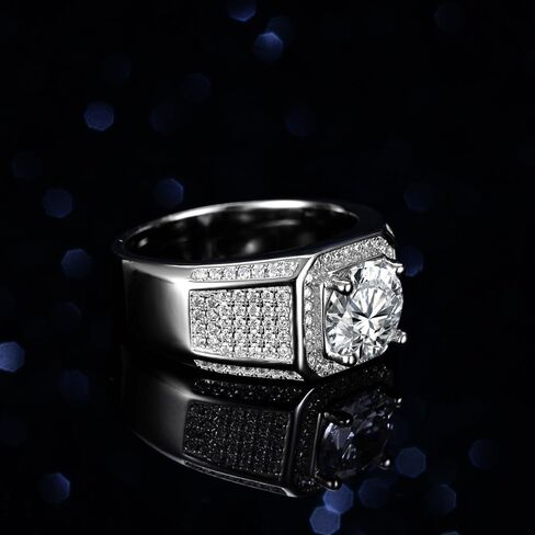 Men's 14K White Gold Wedding Band, Elegant 2Ct Round-Cut Diamond, VVS1 Clarity D Color, Distinguished Gift Symbolizing Love and Commitment in Kuwait