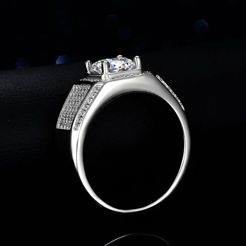 Men's 14K White Gold Wedding Band, Elegant 2Ct Round-Cut Diamond, VVS1 Clarity D Color, Distinguished Gift Symbolizing Love and Commitment in Kuwait