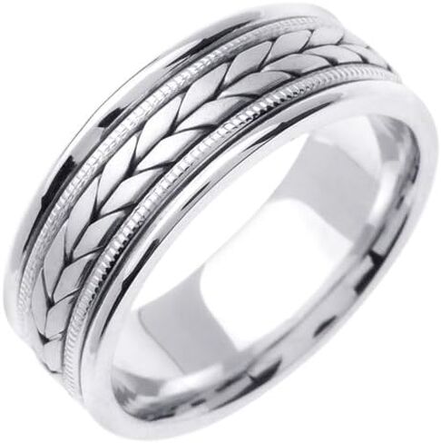 Sterling Silver Hand Braided Wedding Ring Band for Men (Sizes 9-14) in Saudi Arabia