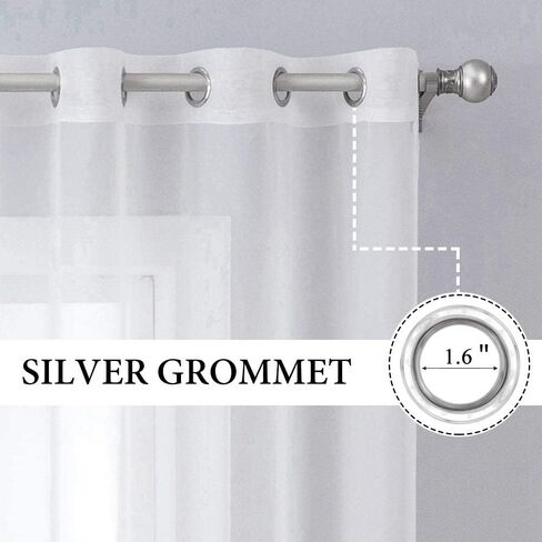 MIULEE Solid Color Sheer Curtains 84 Inches Long 2 Panels Set - Elegant Lightweight Grommet Light Filtering Window Voile Panels/Drapes/Treatment for Bedroom Living Room W42 x L84 Inch, White in Kuwait