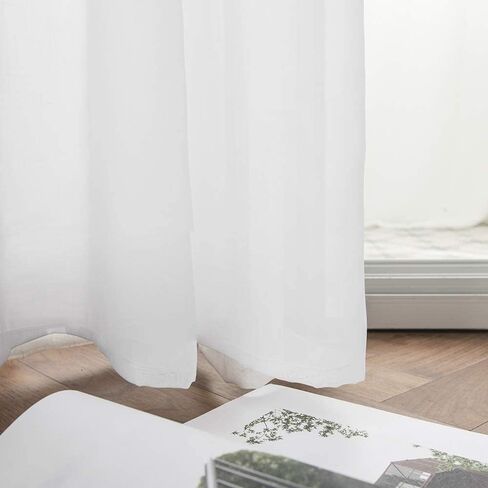 MIULEE Solid Color Sheer Curtains 84 Inches Long 2 Panels Set - Elegant Lightweight Grommet Light Filtering Window Voile Panels/Drapes/Treatment for Bedroom Living Room W42 x L84 Inch, White in Kuwait