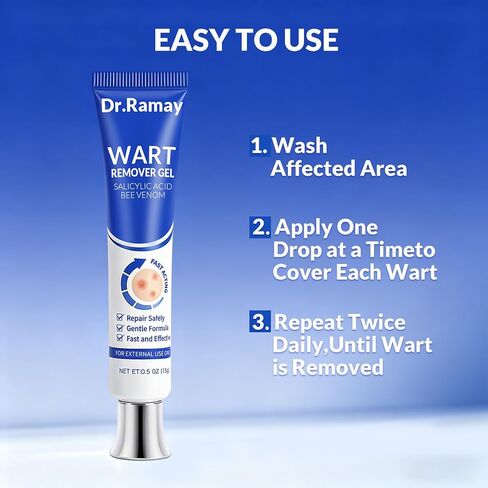 Wart & Corn Remover Gel - 20% Salicylic Acid + Bee Venom | Treats Flat/Common Warts, Plantar Warts & Foot Corns | Gentle Precision Tube Formula 0.5 oz in Saudi Arabia