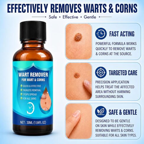 Bee Venom Wart Remover Liquid, Fast Acting Salicylic Acid Treatment for Plantar Warts, Corns & Calluses, Gentle Maximum Strength Formula for Feet, Toes & Hands, 30ML in Saudi Arabia