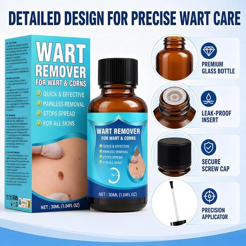 Bee Venom Wart Remover Liquid, Fast Acting Salicylic Acid Treatment for Plantar Warts, Corns & Calluses, Gentle Maximum Strength Formula for Feet, Toes & Hands, 30ML in Saudi Arabia