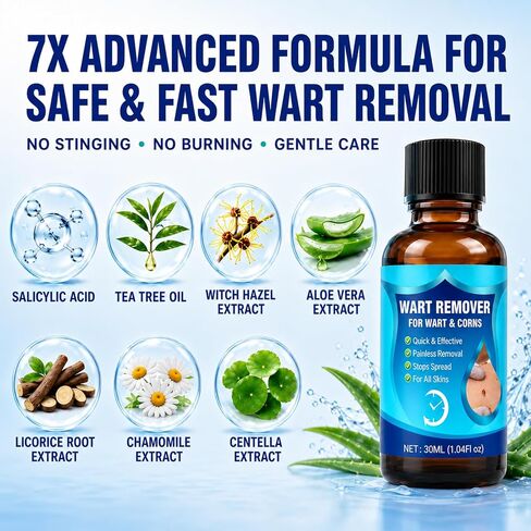 Bee Venom Wart Remover Liquid, Fast Acting Salicylic Acid Treatment for Plantar Warts, Corns & Calluses, Gentle Maximum Strength Formula for Feet, Toes & Hands, 30ML in Saudi Arabia