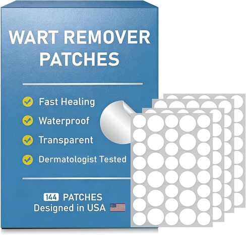Wart Remover Patches with 40% Max Strength Salicylic Acid, Hydrocolloid Adhesive Patches for Common & Plantar Warts, Skin Bump Care – Waterproof for Feet & Fingers,144 Patches in Saudi Arabia